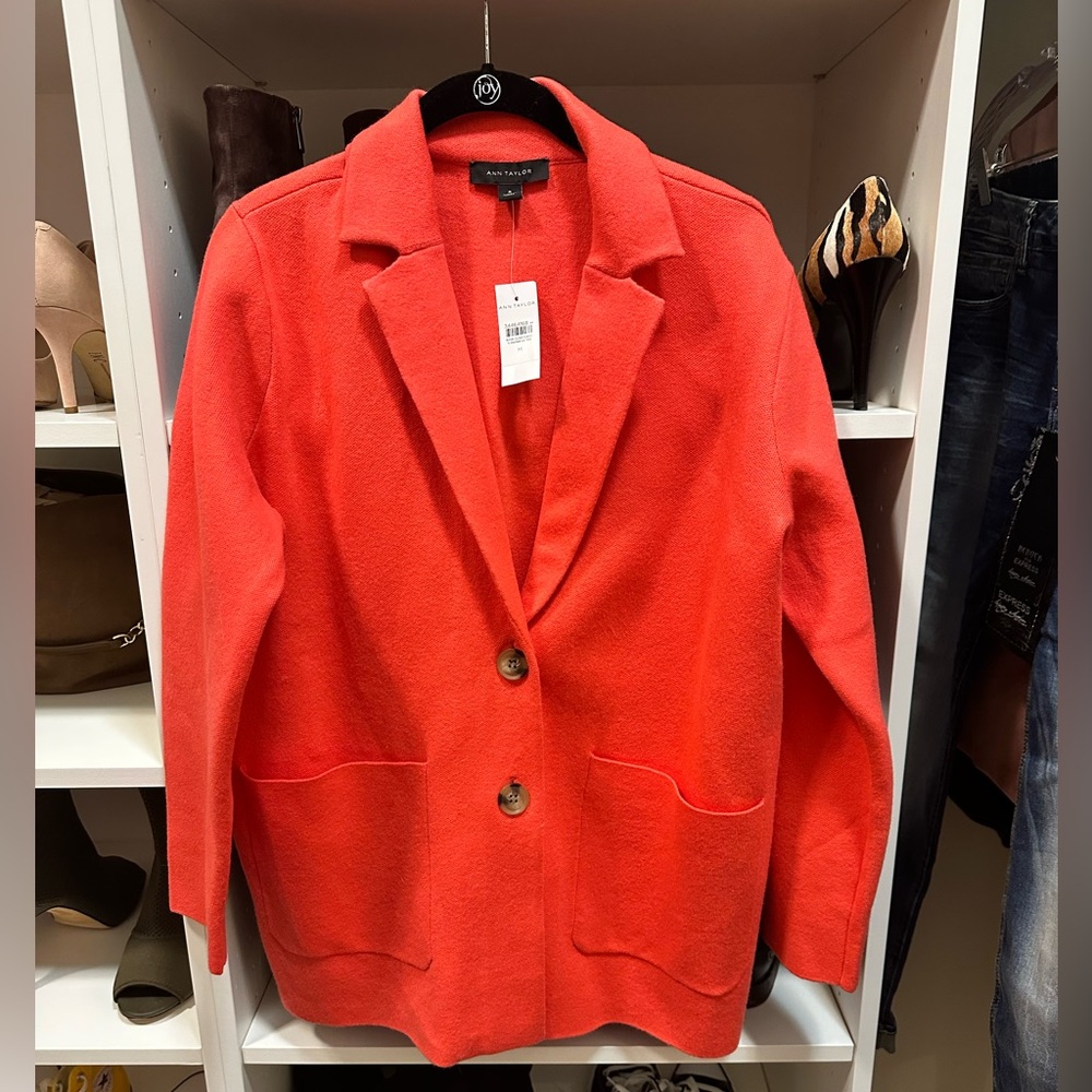 NWT Ann Taylor coral-orange jacket size M